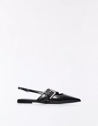 Baleriny z klamrą i obcasem typu kitten heel – damskie