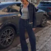 Bezszwowe jeansy z wysokim stanem i szerokimi nogawkami z kieszeniami – Spodnie – damskie Bezszwowe jeansy z wysokim stanem i szerokimi nogawkami z kieszeniami – Spodnie – damskie