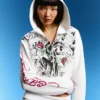 Bluza z kapturem Ed Hardy X Bershka z nadrukiem – damska Bluza z kapturem Ed Hardy X Bershka z nadrukiem – damska