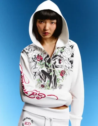 Bluza z kapturem Ed Hardy X Bershka z nadrukiem – damska