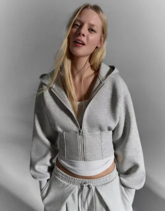 Bluza z kapturem i wysokim stanem zapinana na zamek – #Bershkastyle – damska