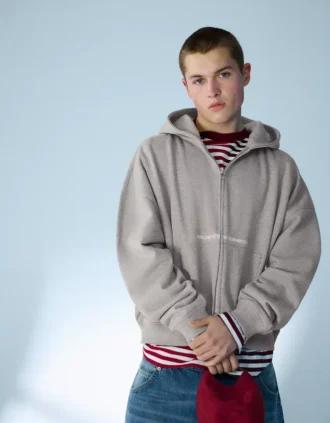Bluza z nadrukiem o luźnym kroju i zapinana na zamek – Bluzy i bluzy z kapturem
