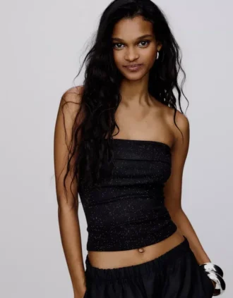Błyszczący top bandeau