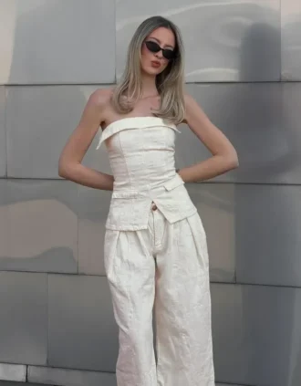 Denimowy top bandeau – #Bershkastyle – Kobiety