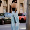 Dżinsy z przetarciami, z wysokim stanem i Wide Leg nogawkami