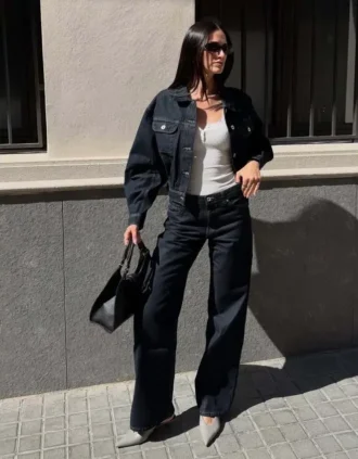 Krótka kurtka Denim z efektem balonu – Kurtki i trencze