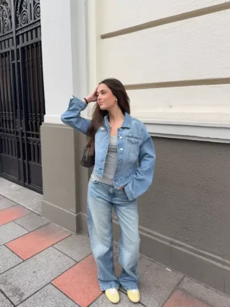 dinsy z wysokim stanem proste i z wide leg nogawkami 3 330x439 - Kurtka Denim