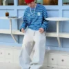 Haftowany sweter w paski o luźnym Fit-u Haftowany sweter w paski o luźnym Fit-u