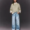 High-Waist Straight Wide-Leg Jeans with Turn-Up Hems – Spodnie