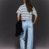 High-Waist Straight Wide-Leg Jeans with Turn-Up Hems – Spodnie