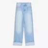 High-Waist Straight Wide-Leg Jeans with Turn-Up Hems – Spodnie