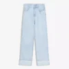 High-Waist Straight Wide-Leg Jeans with Turn-Up Hems – Spodnie