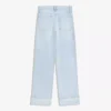 High-Waist Straight Wide-Leg Jeans with Turn-Up Hems – Spodnie