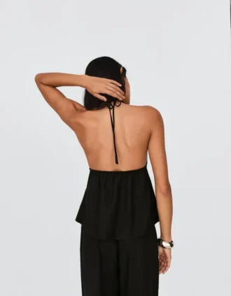 Kamizelka z mieszanki lnu z wiązaniem na szyi – #Bershkastyle – Kobiety