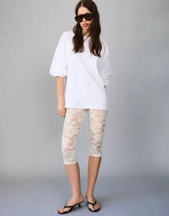 Koronkowe legginsy capri