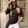 Koszulka z krótkim rękawem i marszczeniem – #Bershkastyle – damska Koszulka z krótkim rękawem i marszczeniem – #Bershkastyle – damska