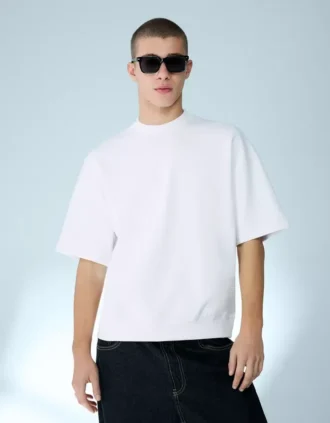 Koszulka z krótkim rękawem z prążkowanego pluszu – T-shirty i koszulki polo