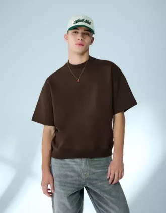 Koszulka z krótkim rękawem z prążkowanego pluszu – T-shirty i koszulki polo