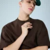 Koszulka z krótkim rękawem z prążkowanego pluszu – T-shirty i koszulki polo Koszulka z krótkim rękawem z prążkowanego pluszu – T-shirty i koszulki polo