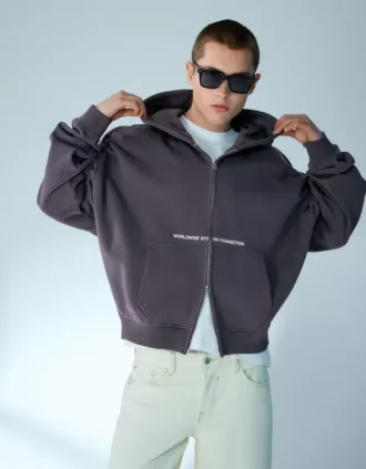 Krótka bluza o luźnym Fit zapinana na zamek – Bluzy i bluzy z kapturem