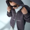 Krótka bluza o luźnym Fit zapinana na zamek – Bluzy i bluzy z kapturem Krótka bluza o luźnym Fit zapinana na zamek – Bluzy i bluzy z kapturem