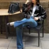 Kurtka bomberka z paskiem z Faux Leather – Kurtki i trencze – Kobiety
