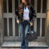 Kurtka bomberka z paskiem z Faux Leather – Kurtki i trencze – Kobiety