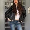 Kurtka bomberka z paskiem z Faux Leather – Kurtki i trencze – Kobiety