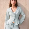 Kurtka Denim w paski z falbaną – Kurtki i trencze