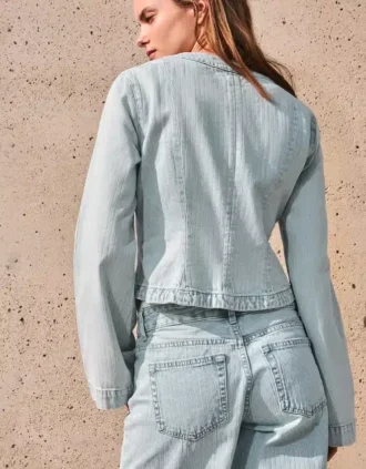 Kurtka Denim w paski z falbaną – Kurtki i trencze