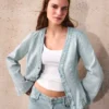 Kurtka Denim w paski z falbaną – Kurtki i trencze