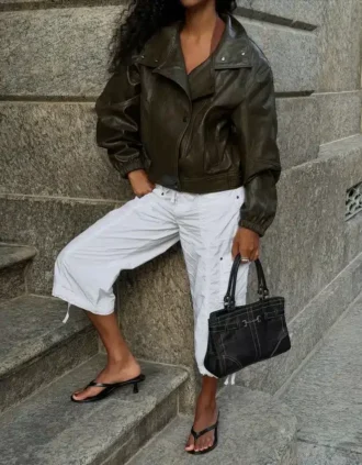 Kurtka Faux Leather z klapami – Kurtki i trencze