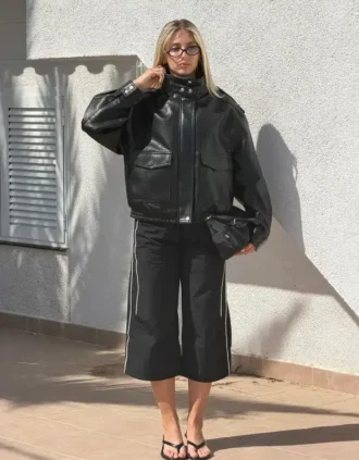 Kurtka Faux Leather z kołnierzem w kształcie lejka