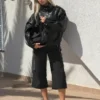 Kurtka Faux Leather z kołnierzem w kształcie lejka Kurtka Faux Leather z kołnierzem w kształcie lejka