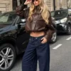 Kurtka Faux Leather z kołnierzem w kształcie lejka