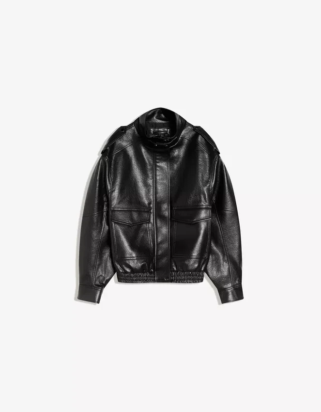 Kurtka Faux Leather z kołnierzem w kształcie lejka Kurtka Faux Leather z kołnierzem w kształcie lejka