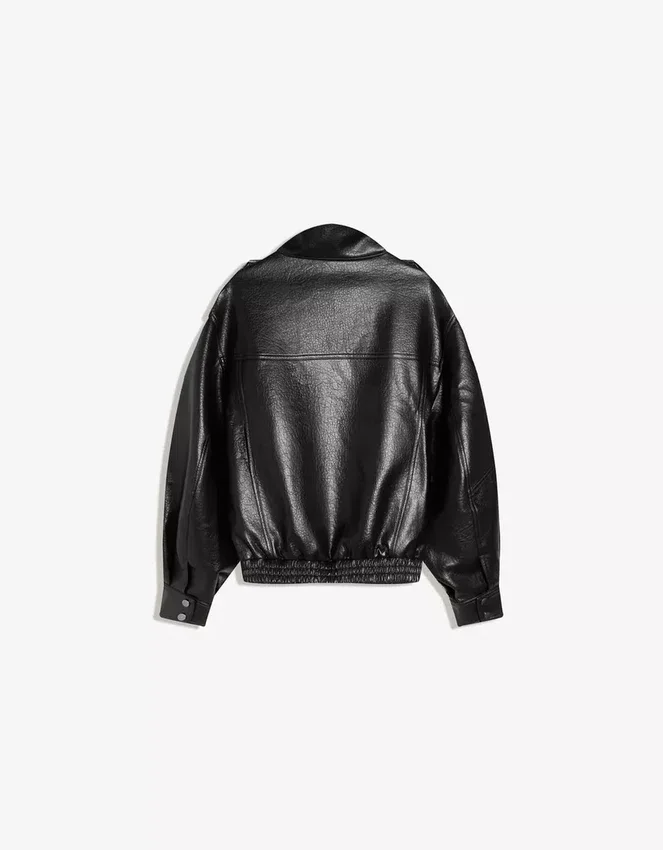 Kurtka Faux Leather z kołnierzem w kształcie lejka Kurtka Faux Leather z kołnierzem w kształcie lejka