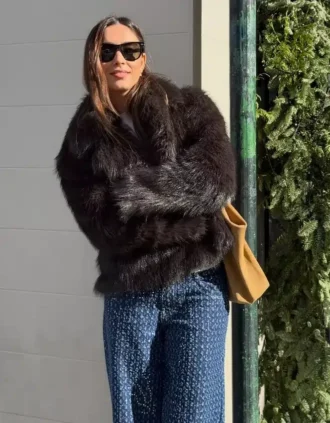 Kurtka z klapami z sztucznego futra – #Bershkastyle – Kobiety