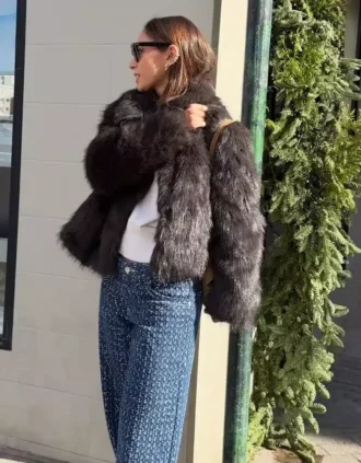 Kurtka z klapami z sztucznego futra – #Bershkastyle – Kobiety