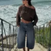 Luźne Denim bermudy