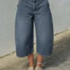 Luźne Denim bermudy