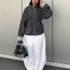 Oversize’owa kurtka z teksturowanego Denimu