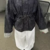 Oversize’owa kurtka z teksturowanego Denimu