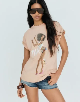 Oversize’owy T-shirt z nadrukiem Tyla – damski