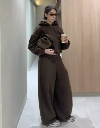 Pluszowe spodnie z ściągaczami – #Bershkastyle – damskie