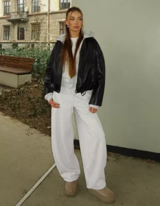 Pluszowe spodnie z ściągaczami – #Bershkastyle – damskie