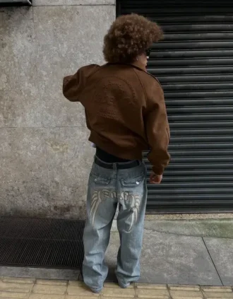 Super luźne jeansy z haftem – #Bershkastyle – Męskie
