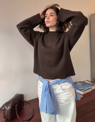Sweter Oversize z okrągłym dekoltem