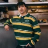 Sweter w paski z kołnierzykiem koszulki polo – Swetry i kardigany
