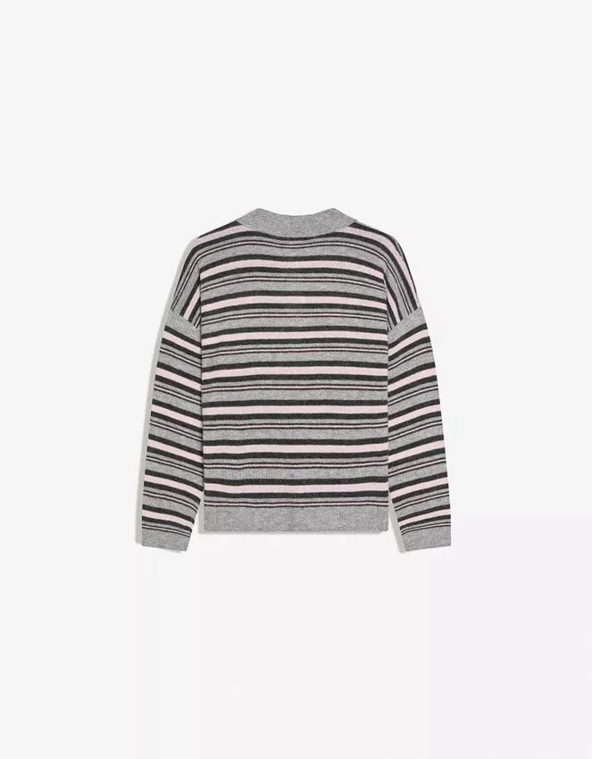 Sweter w paski z kołnierzykiem polo Sweter w paski z kołnierzykiem polo